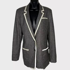 Banana Republic 12 Jacket tweed Gray blazer wool blend equestrian